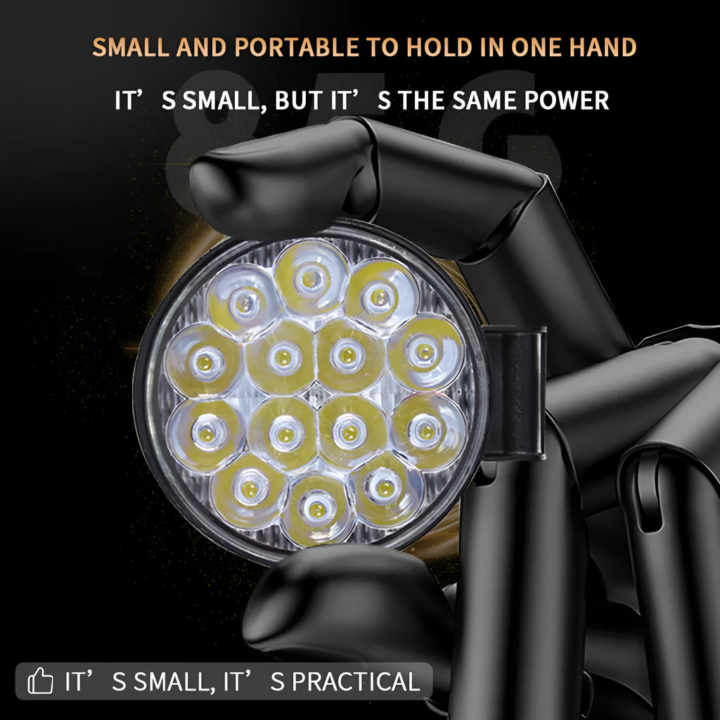 White LED car work light with aluminium housing and round design for automotive and marine applications