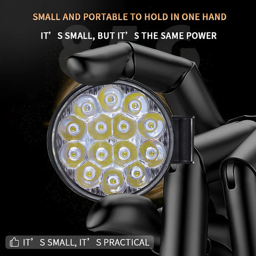 White LED car work light with aluminium housing and round design for automotive and marine applications
