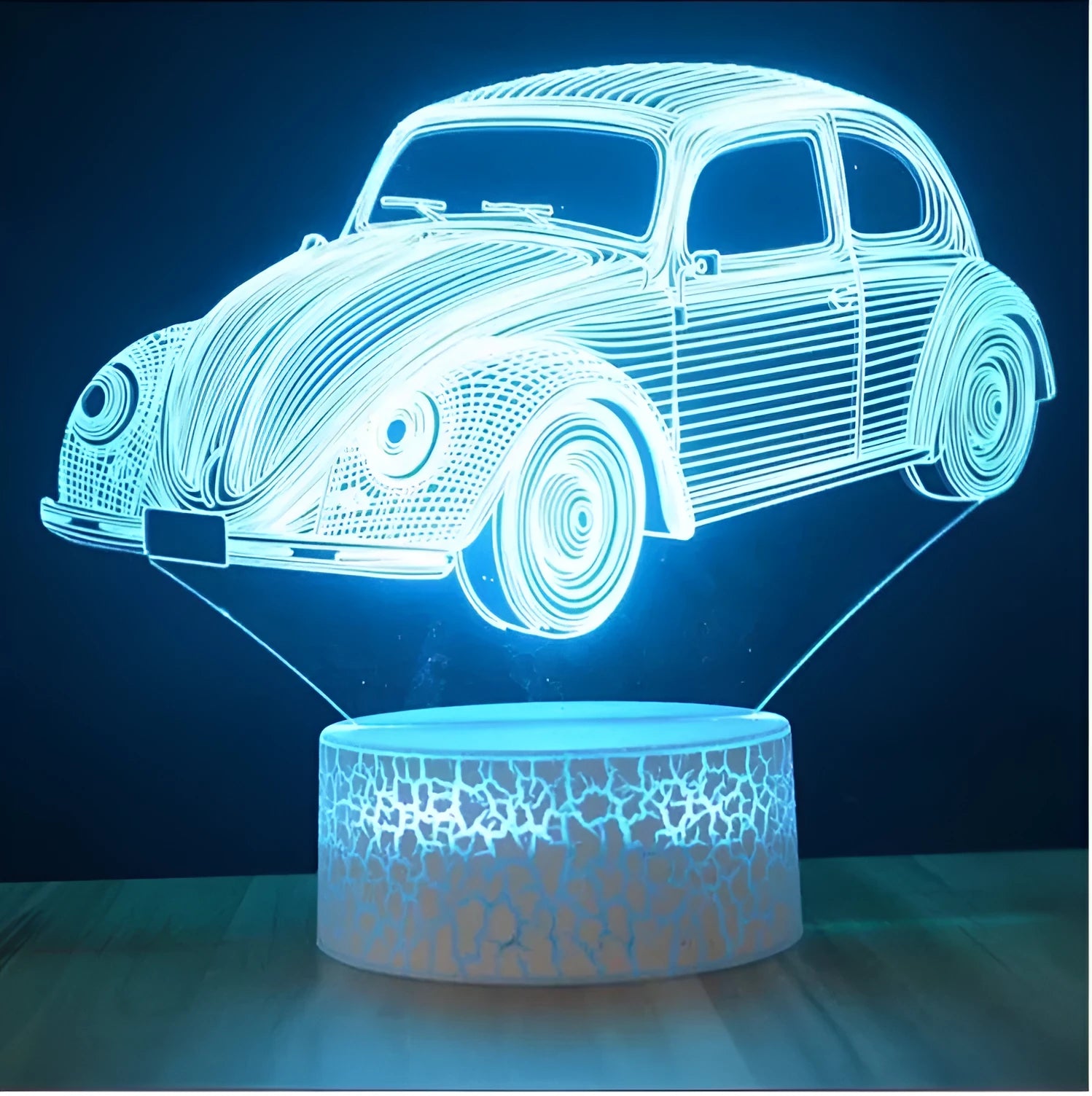 Colourful 3D LED table lamp with acrylic shade and touch remote control