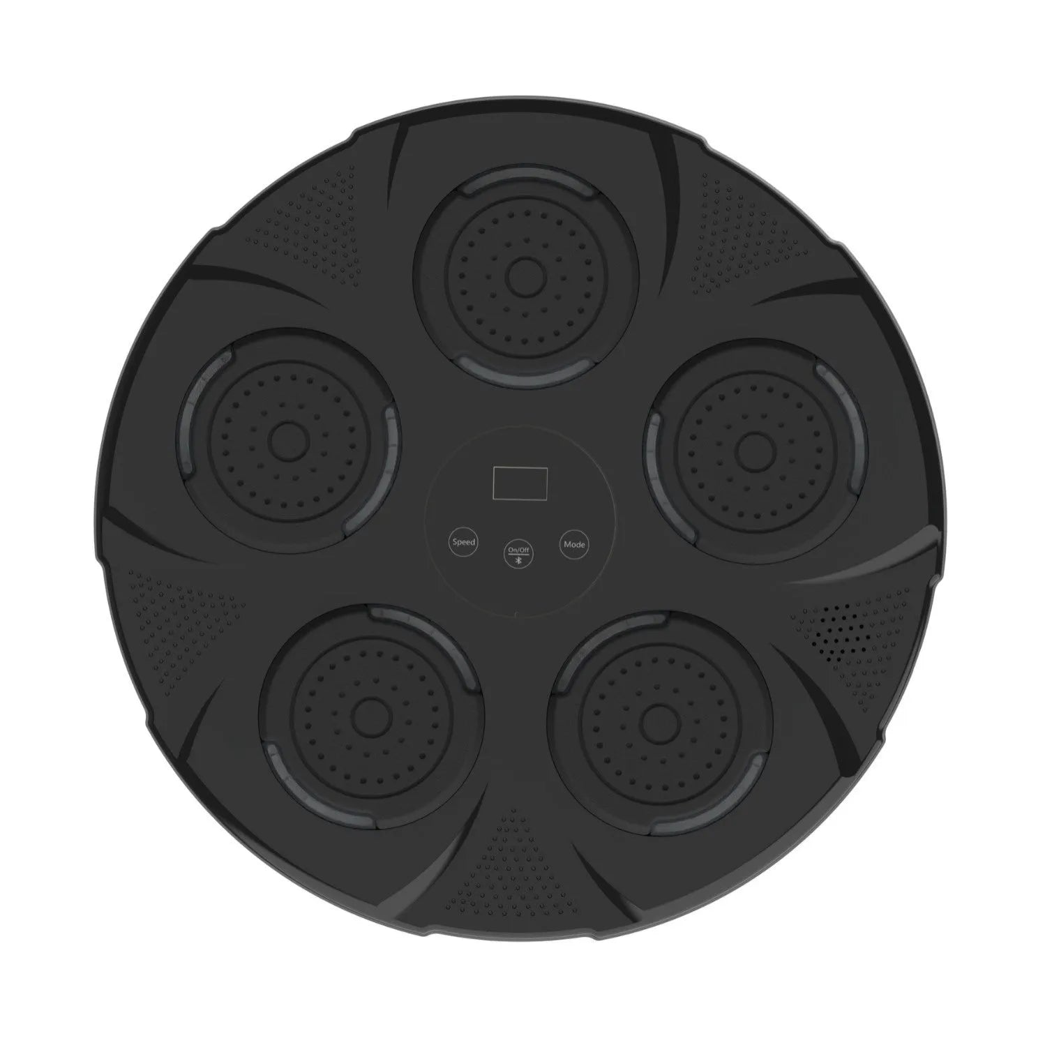 Wall-mounted smart boxing trainer with lit LED targets on black ABS plastic surface.