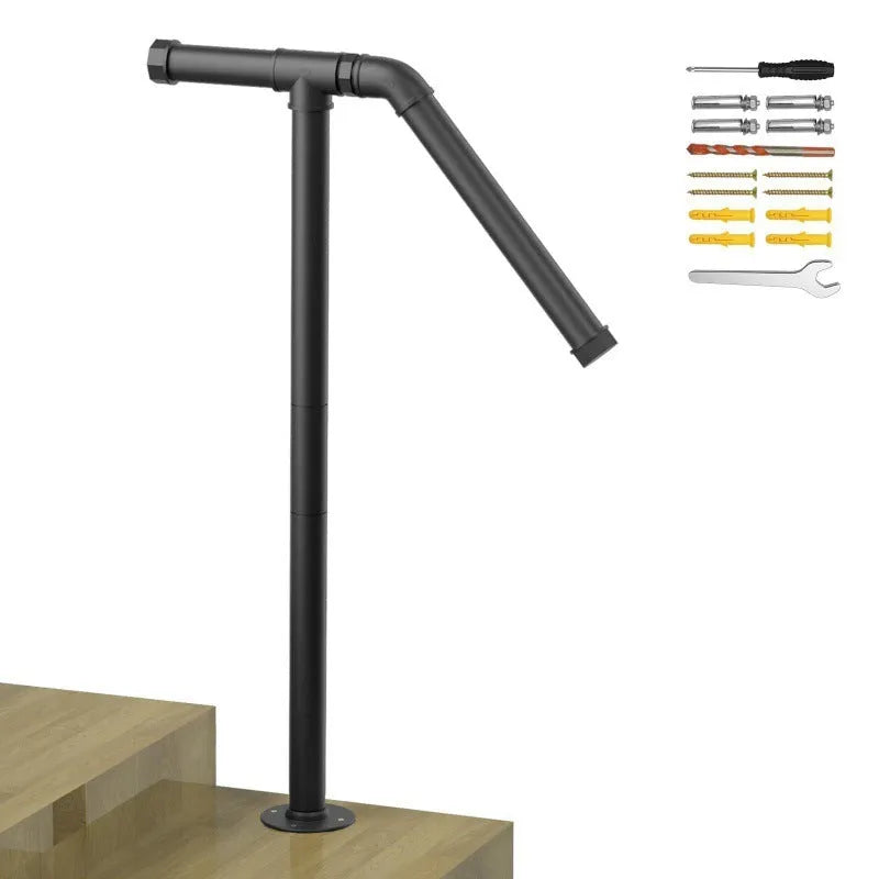 Black metal ladder support brackets for minimalist American-style shelving and storage