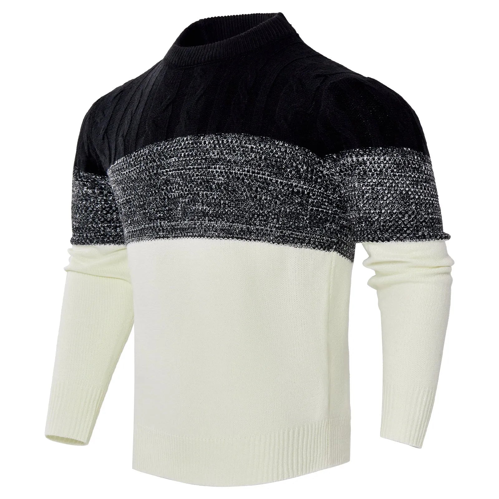 A men's thick-knit long-sleeved pullover sweater in a casual style for winter