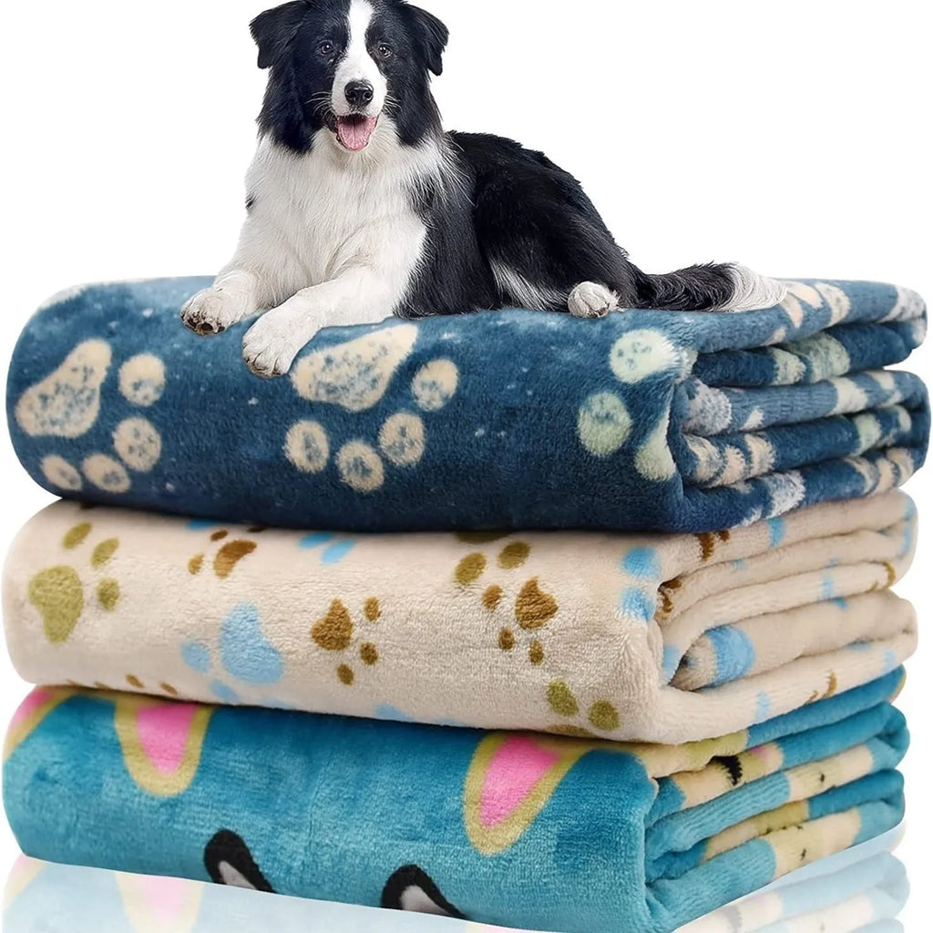 Blue Dog cartoon pattern double-sided thickened pet blanket for dogs.