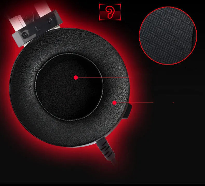 Black wired computer gaming headset with 3.5mm connector and 2 metre cable