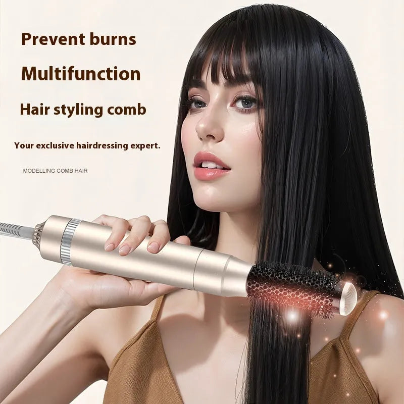 Champagne gold hot air comb hair curler with five-in-one heated attachments for multi-function styling