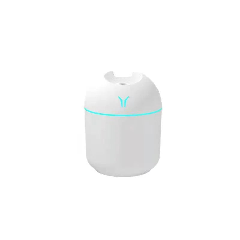 Round white USB desktop humidifier with silent operation and 250ml water tank capacity