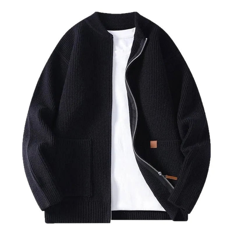 Men's striped cardigan sweater jacket in straight fit available in multiple colours
