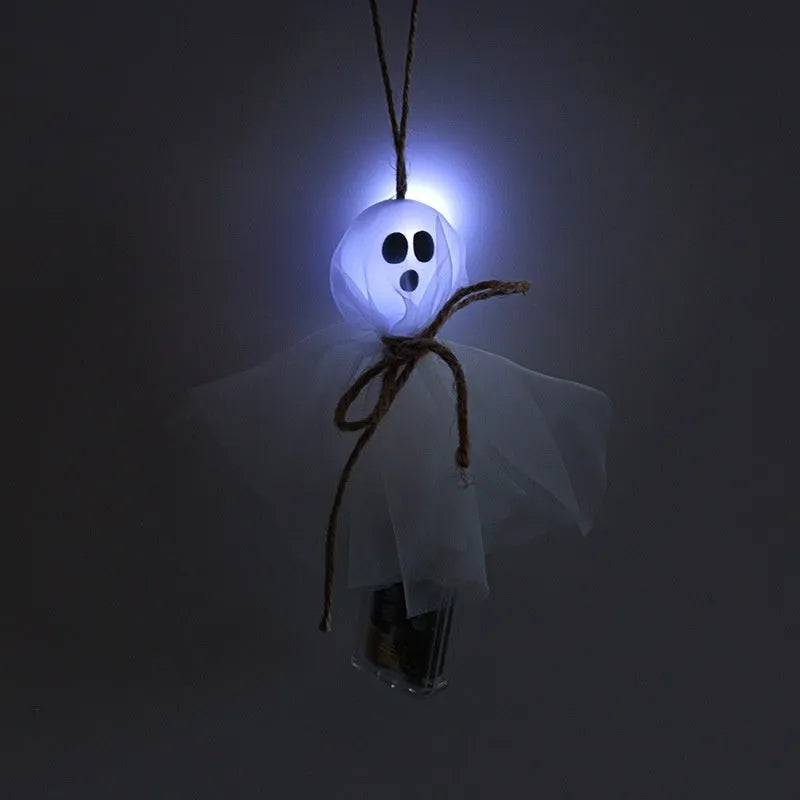LED Halloween lantern chain with colourful ghost lights powered by battery box