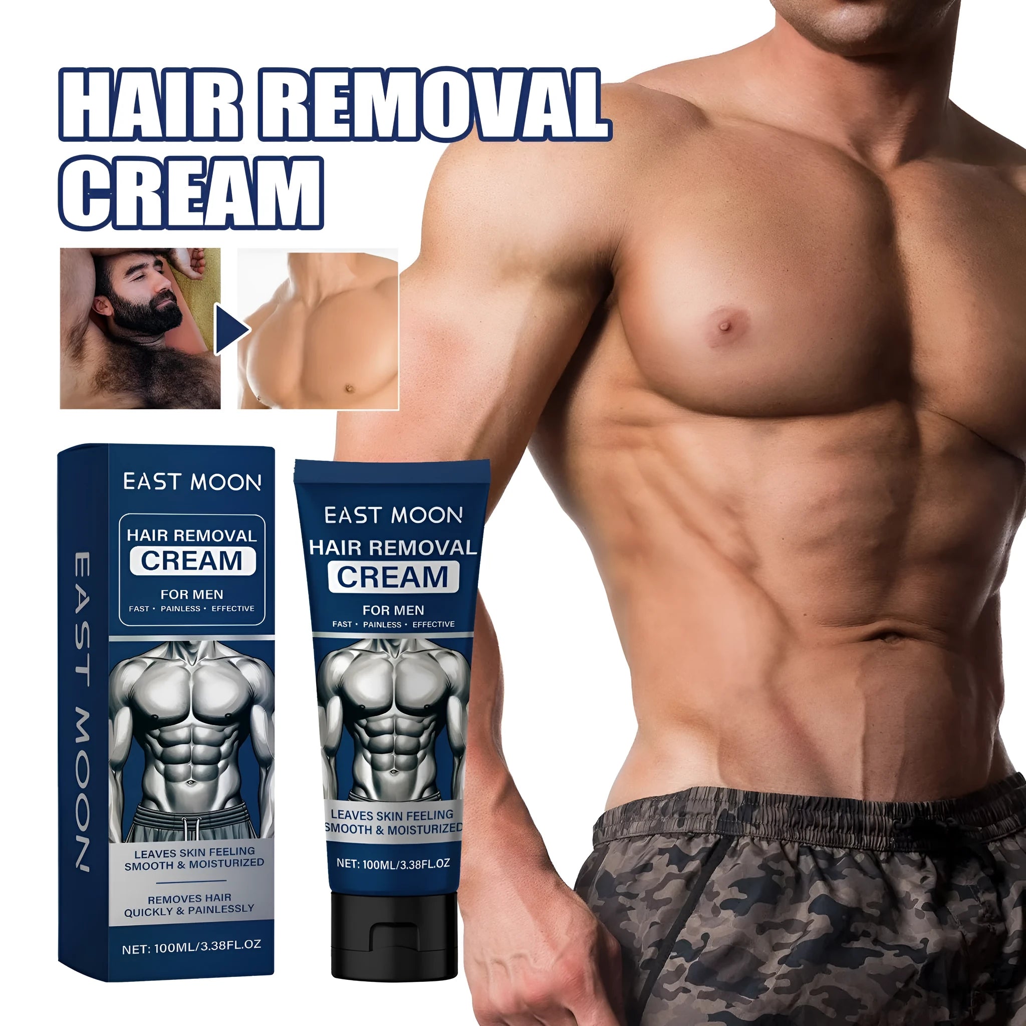 Men's mild hair removal cream 100ml tube for multiple body areas