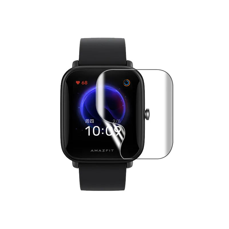 Amazfit Bip S smartwatch with clear hydrogel screen protector applied