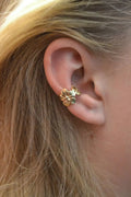 Gold starfish scallop eardrop earrings with conch design elements