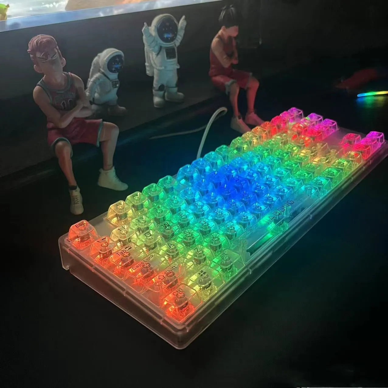 Universal 132-key transparent plastic key cap set for mechanical keyboards