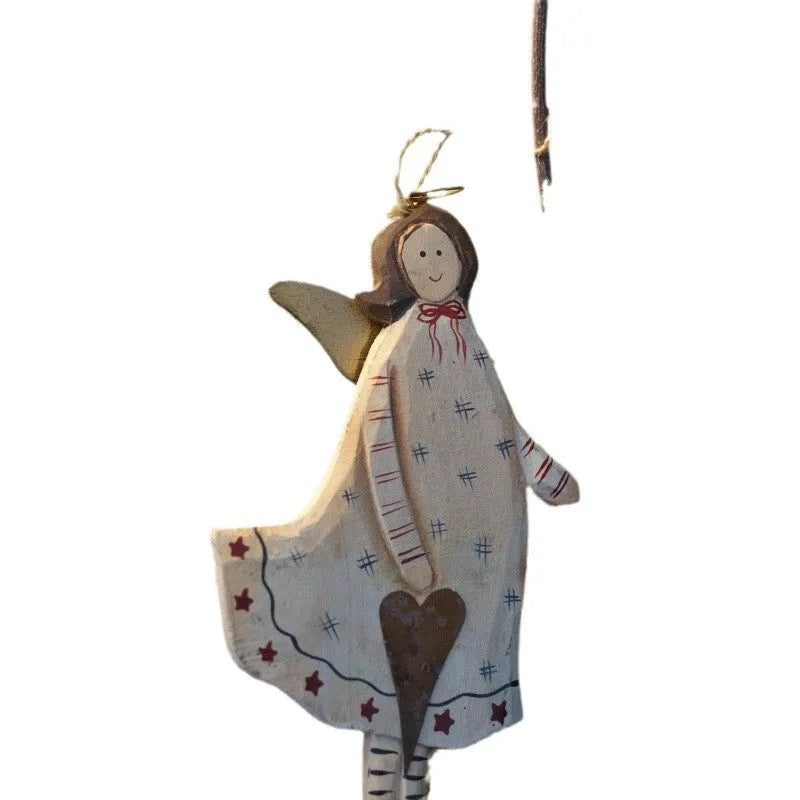 Hand-painted wooden door plate pendant with carved design in American country style.