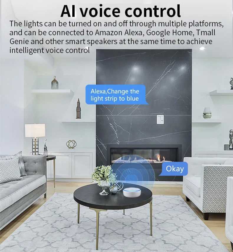 Smart GU10 RGBCCT LED spotlight with compact 50x55mm dimensions and Wi-Fi connectivity