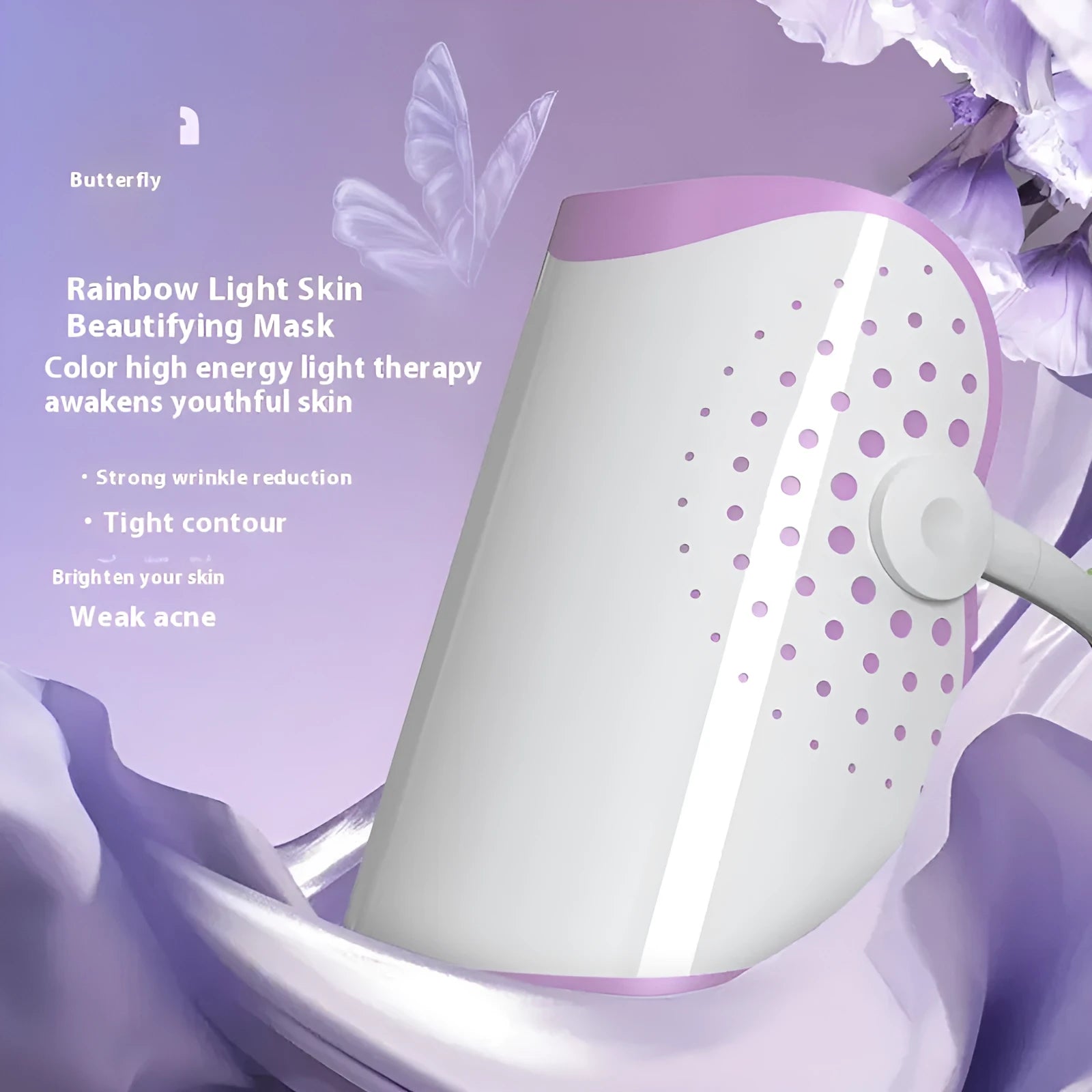 White and purple photon IPL beauty mask device with spectrometer for facial light therapy treatment