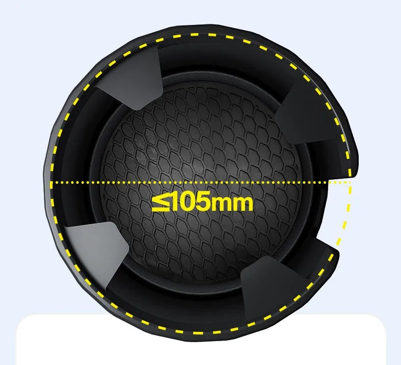 Matte black car cup holder expander with adjustable base for large bottles and cups
