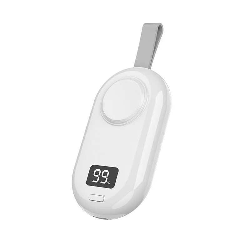 Portable wireless charging dock for V5 smartwatch with Type-C cable on white surface