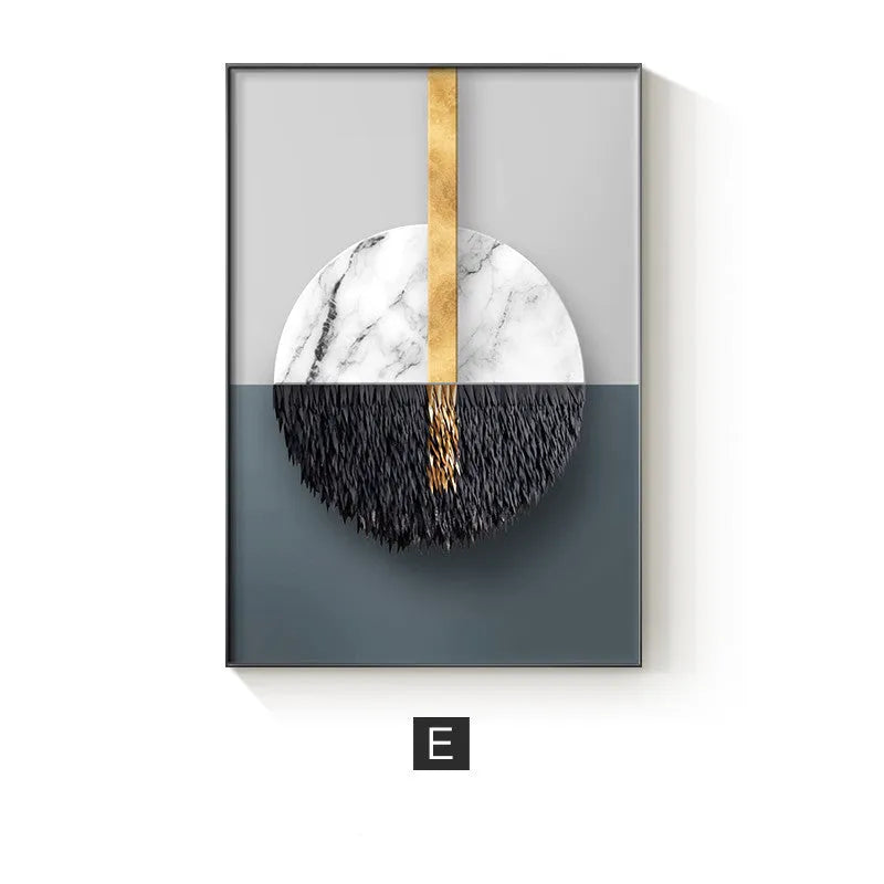 Abstract geometric pattern canvas painting wall art in modern style