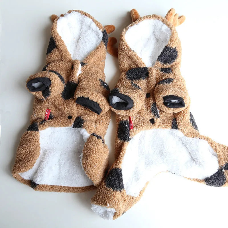 Pet clothing with big polka dot elk couple design for dogs and cats in casual cloth style