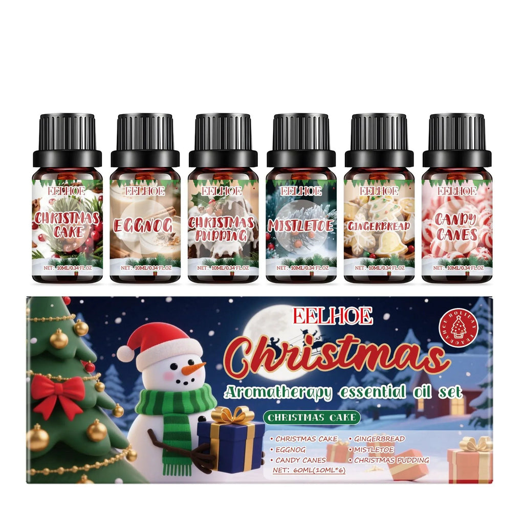 Christmas aromatherapy oil set with six 60ml bottles for home diffusers