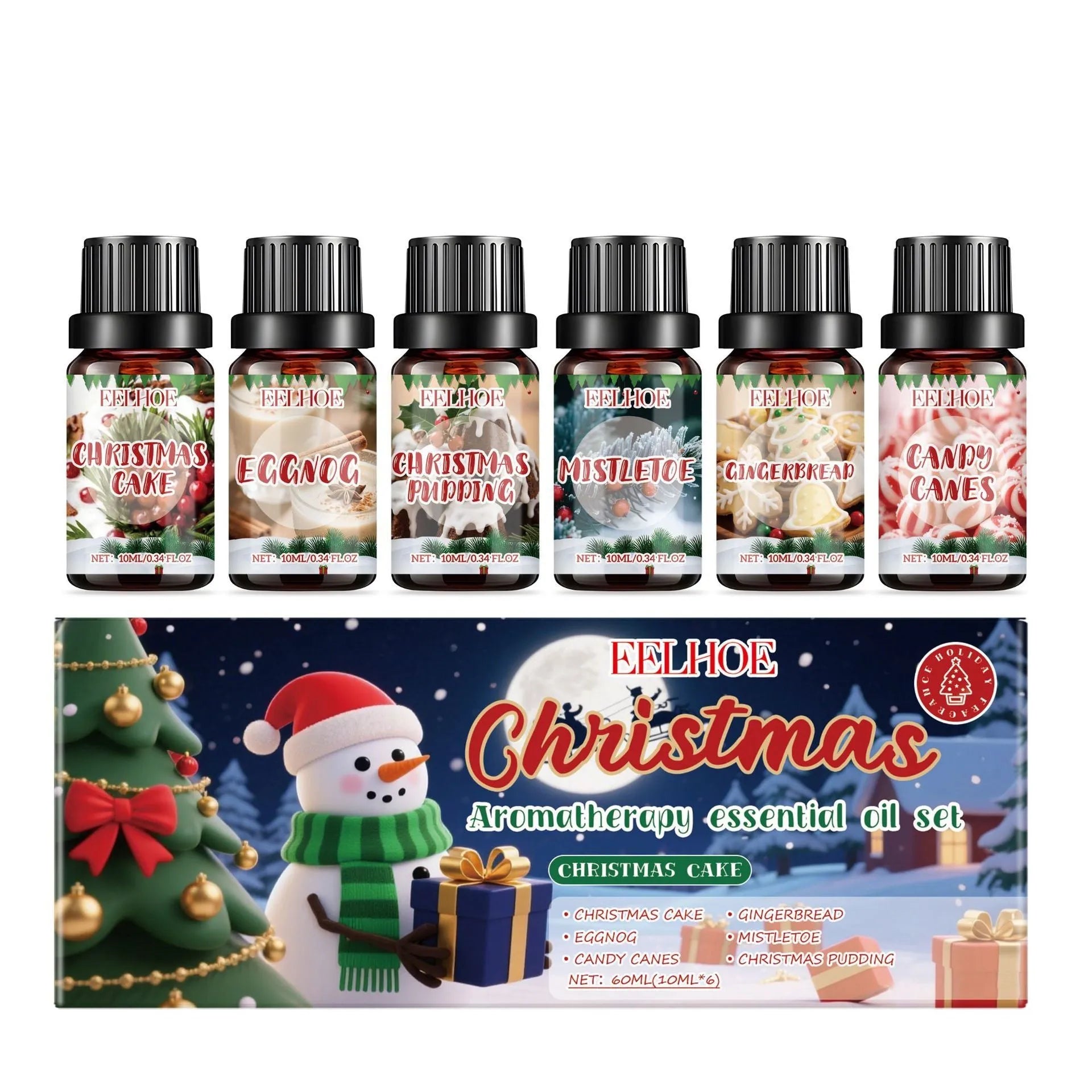 Christmas aromatherapy oil set with six 60ml bottles for home diffusers