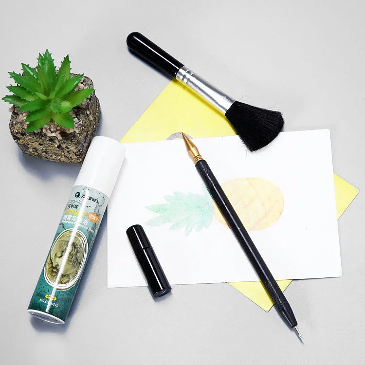 Scratch painting tools five-piece set with healing pen on white card paper