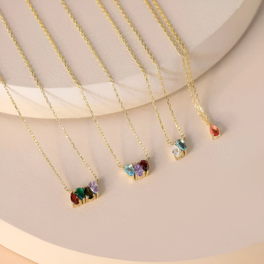 Titanium steel zircon birthstone necklace in a princess-style clavicle chain design.