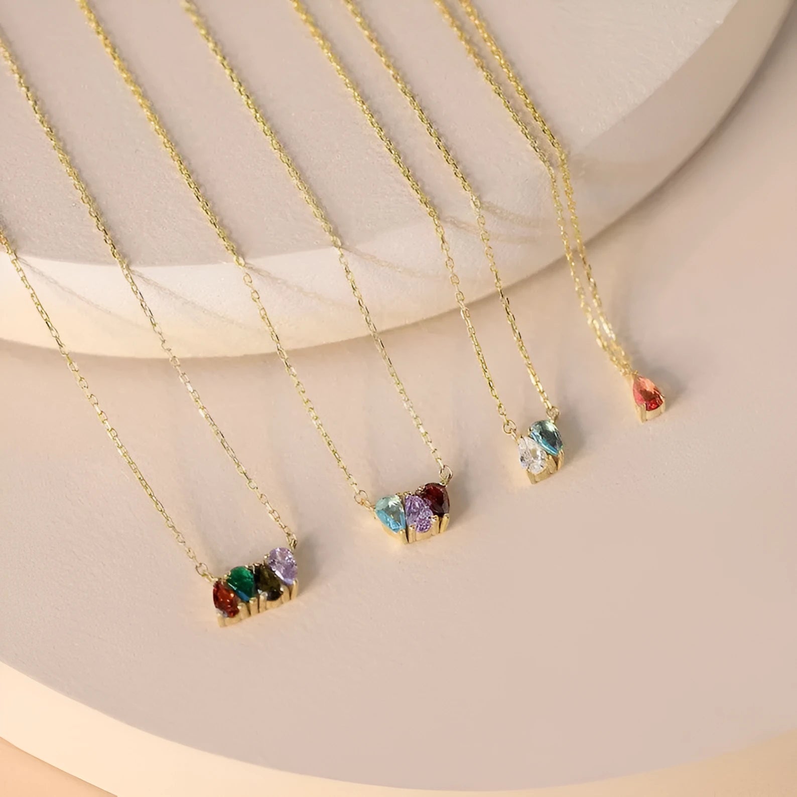 Titanium steel zircon birthstone necklace in a princess-style clavicle chain design.