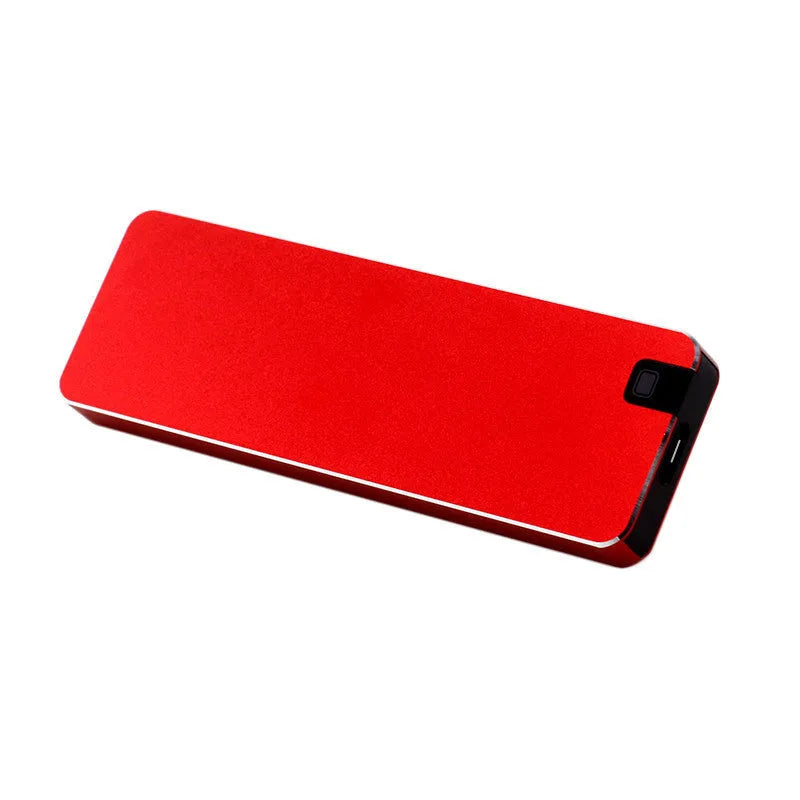 White metal-shell mobile solid state drive with USB 3.1 cable on packaging