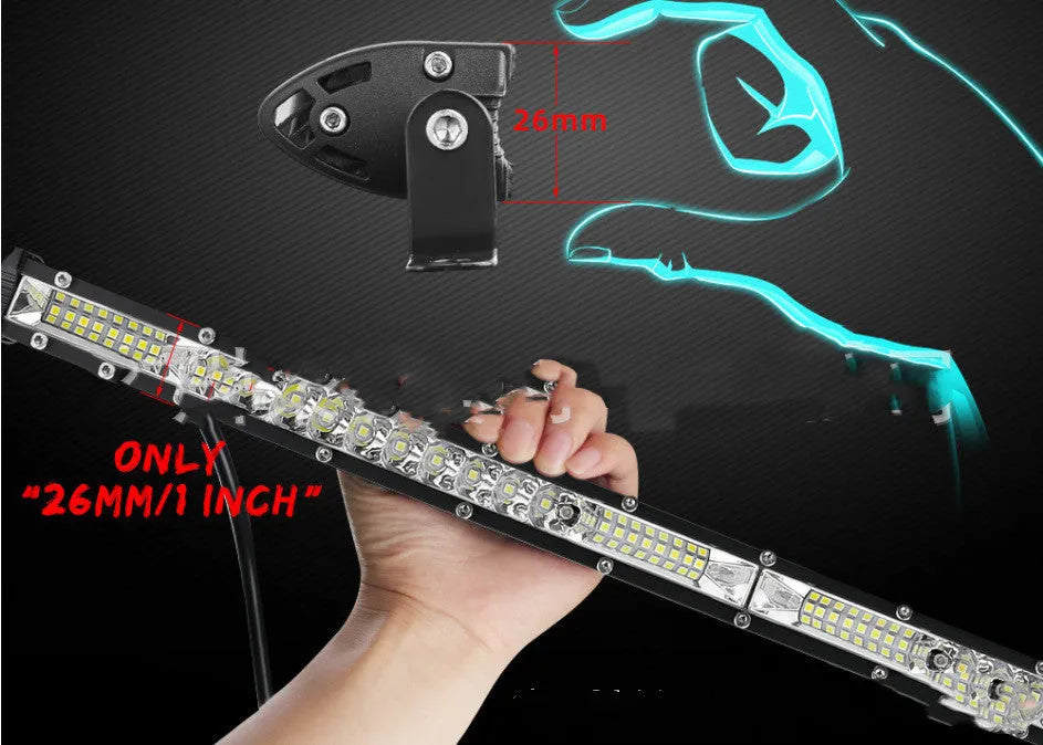 Ultra-thin white LED strip light for Model TY vehicle bumper in aluminium alloy housing.
