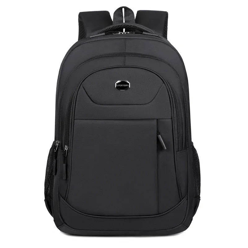College student Oxford cloth backpack with curved shoulder straps in black colour