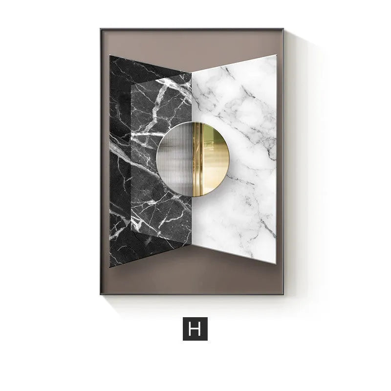 Abstract geometric pattern canvas painting wall art in modern style