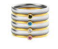 Geometric engraved titanium steel ring featuring the December birthstone combination.