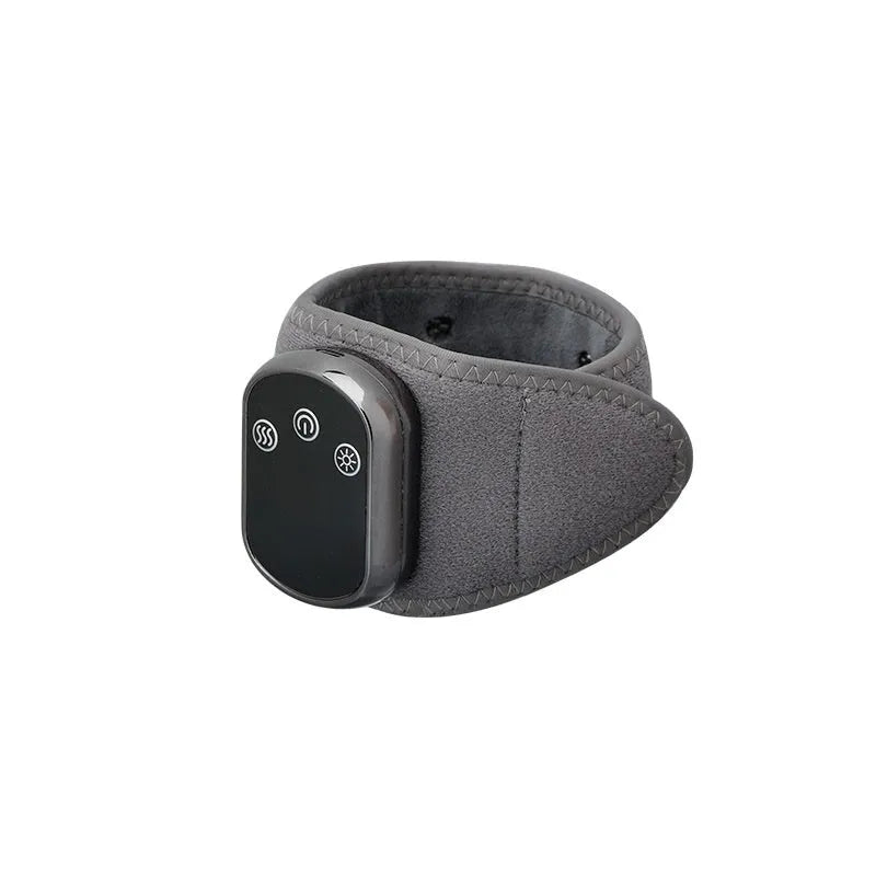 Grey rechargeable hand massage instrument with cloth construction and Type-C charging cable