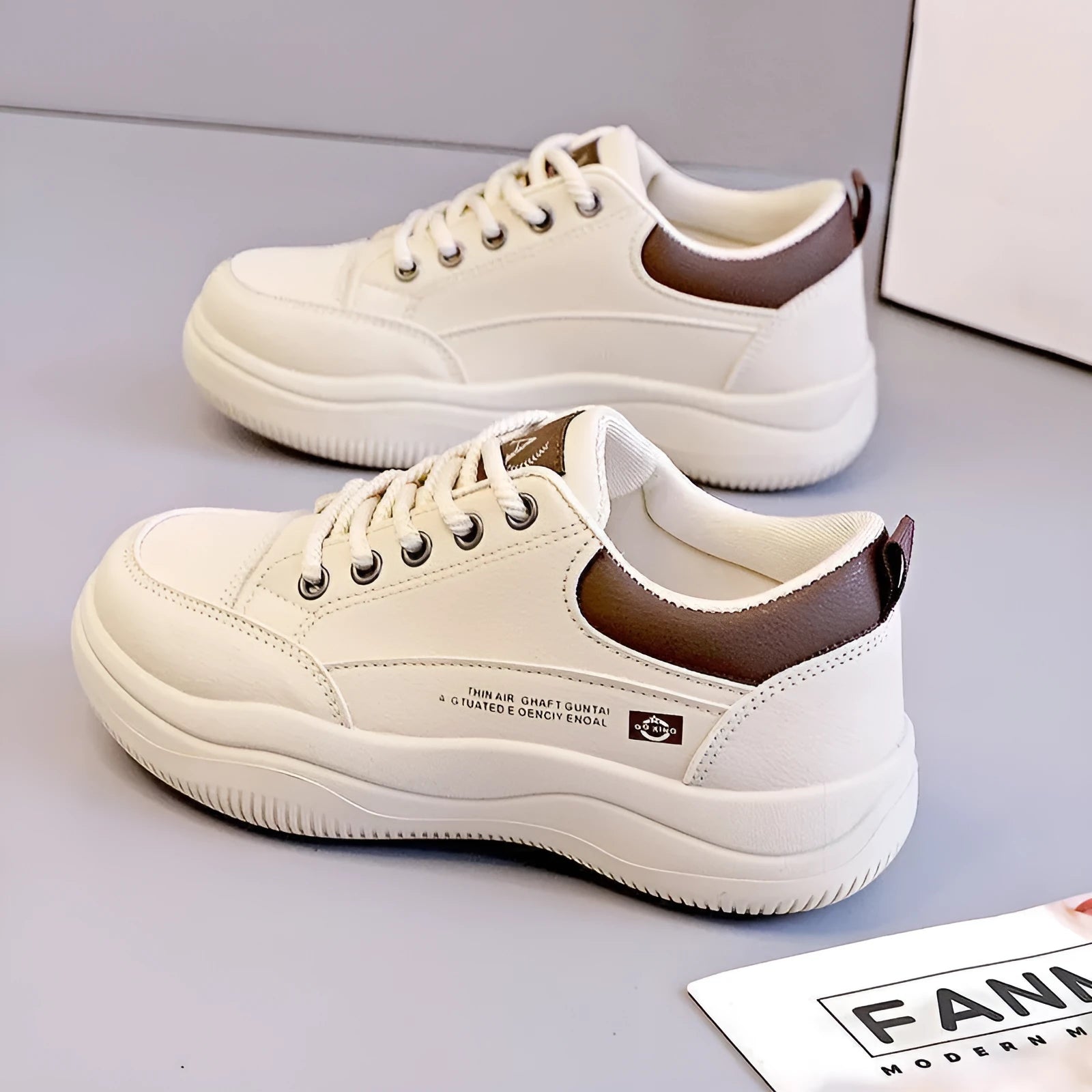 Women's white Korean-style lace-up pumps with cross strap detail and flat 3-5cm heel