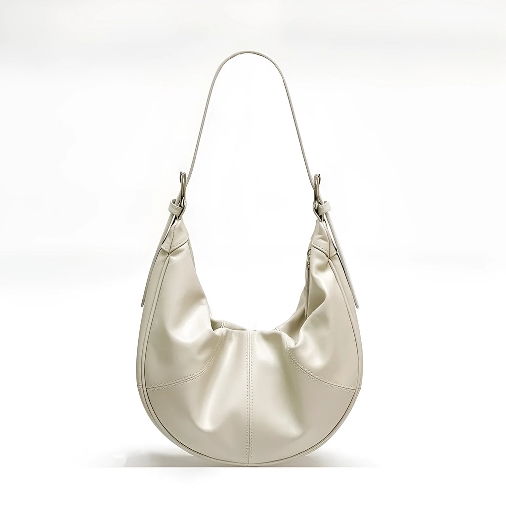 Women's genuine leather shoulder bag with dumpling shape design in four colour options