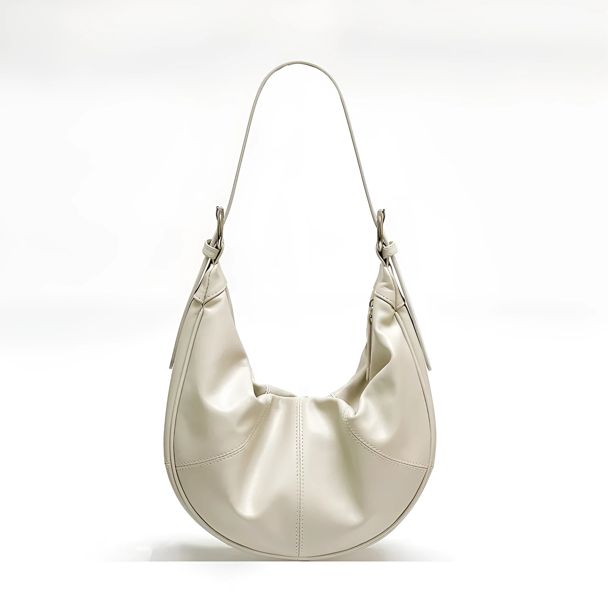 Women's genuine leather shoulder bag with dumpling shape design in four colour options
