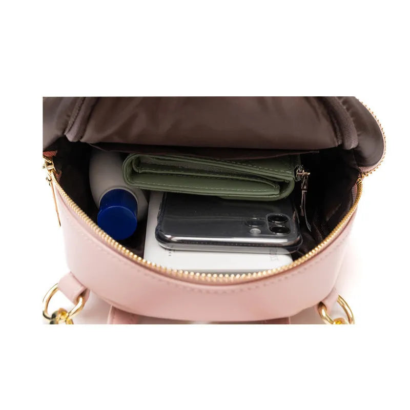 Soft PU mini backpack with large capacity and three-dimensional pocket in street trend style for daily matching