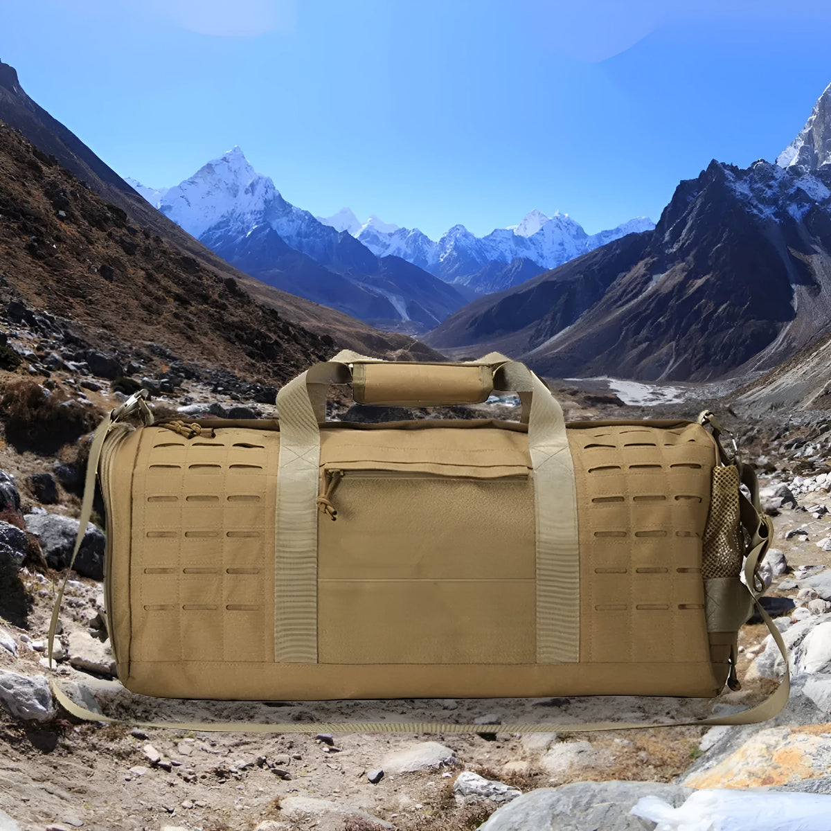 Men's waterproof Oxford cloth sports fitness travel bag in Army Green colour with air pillow belt