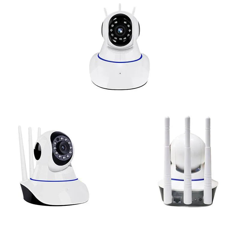 White dome-shaped wireless security camera with 2MP HD resolution and night vision for indoor/outdoor use