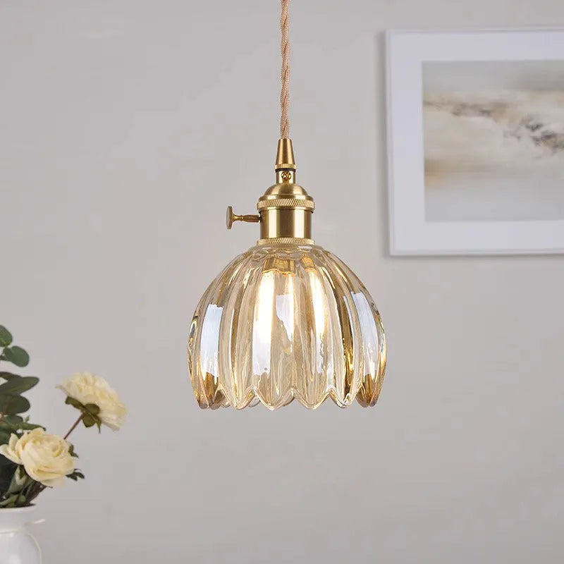 Vintage glass flower chandelier in Nordic style for bedroom ceiling installation