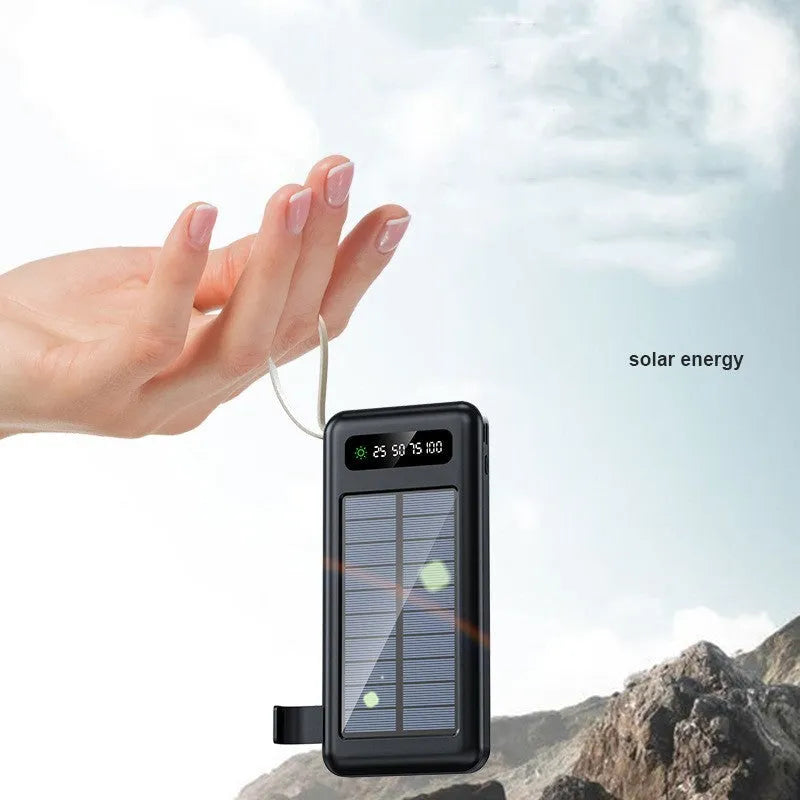 Solar power bank in black or white with 20000mA or 30000mA capacity for mobile device charging