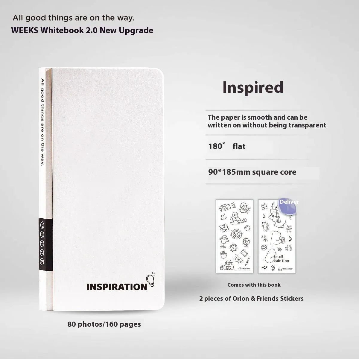 Small white paper notebook with simple plaid design, open to show blank pages.