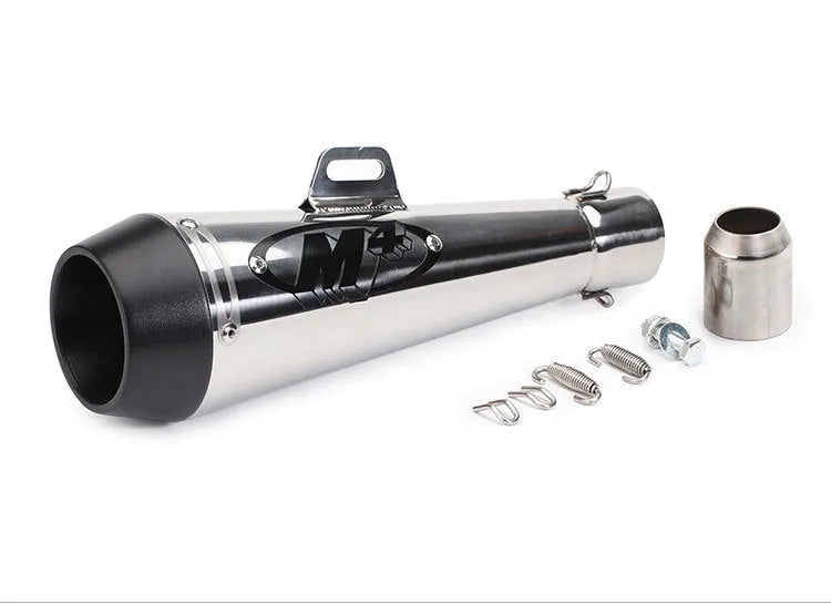M4 universal motorcycle exhaust pipe in multiple colour finishes with back pressure variants