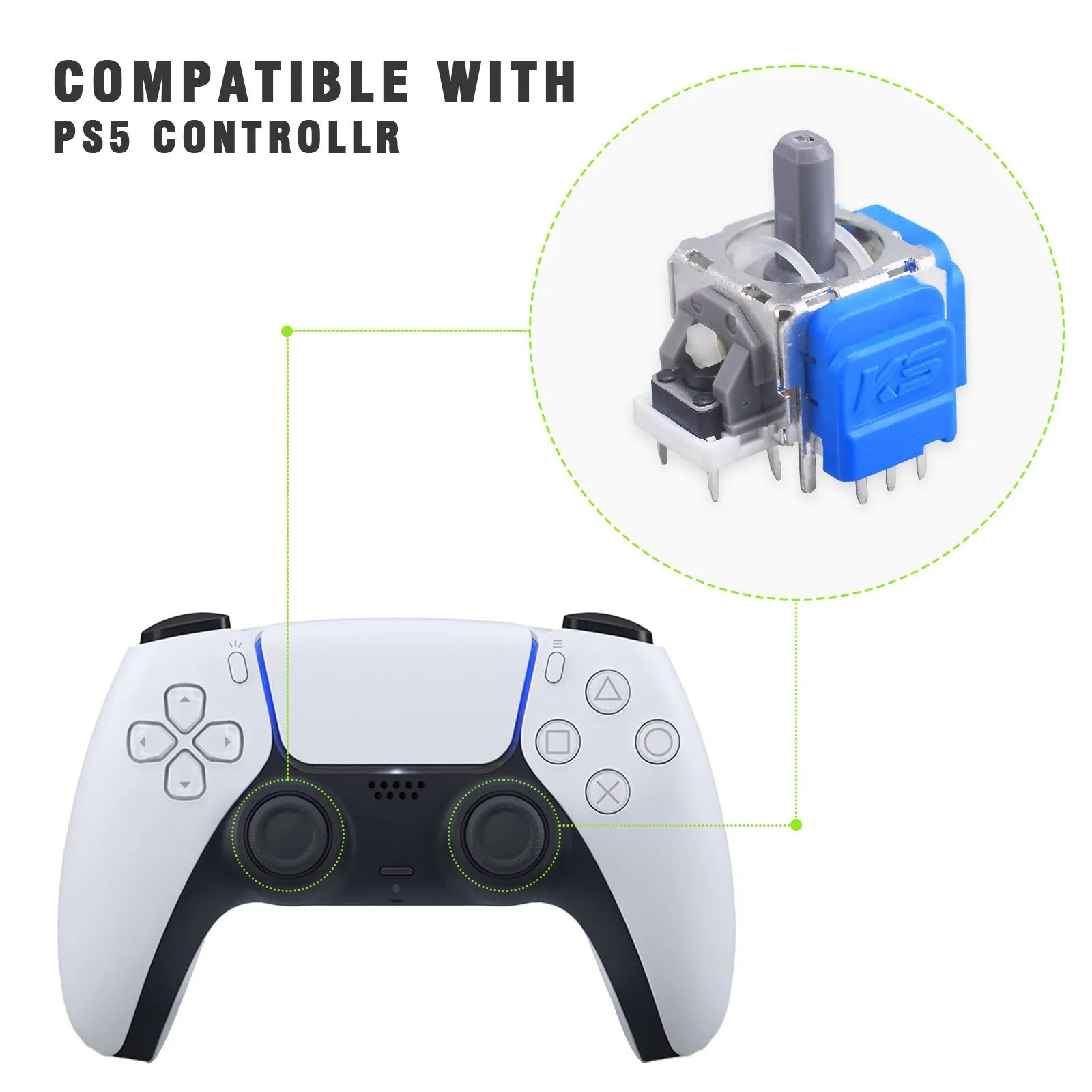 Hall effect electromagnetic joystick replacement module for PS5 PS4 XBOX and Nintendo Switch gamepad controllers.