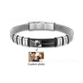 Unisex titanium steel lettering bracelet with leather rope and heart shape bead
