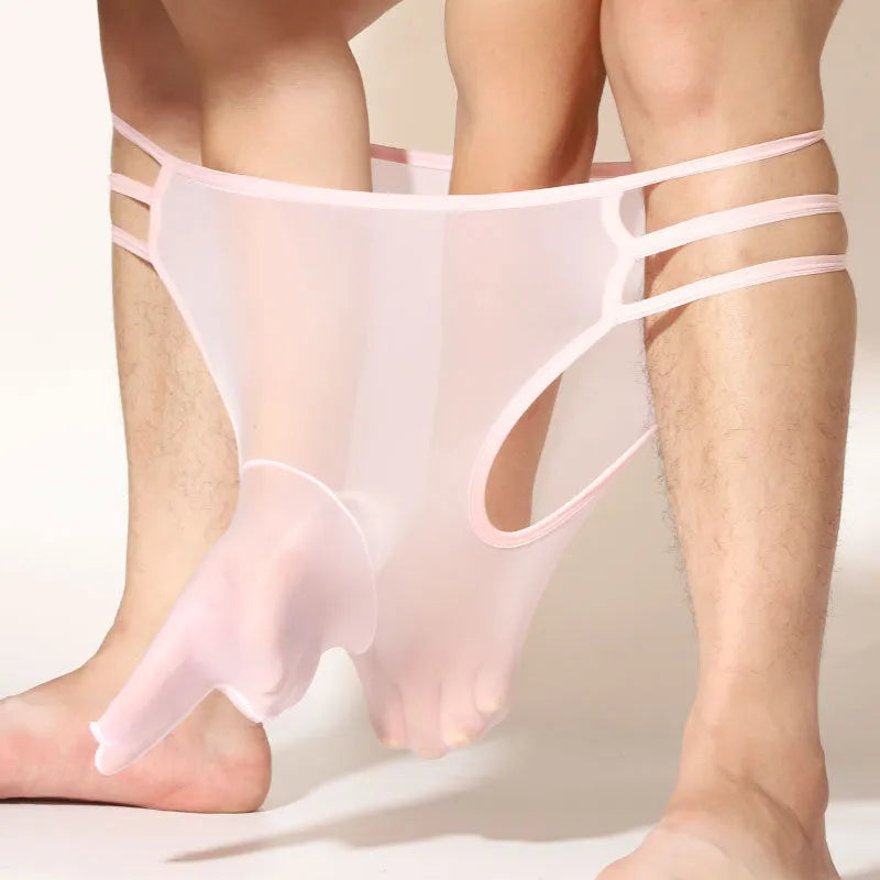 Men's transparent elephant nose shorts in nylon available in nine colours including black blue skin red gray pink brown light purple and white