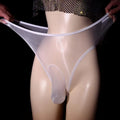 Aurora shiny transparent seamless ultra-thin men's high-waist nylon underwear briefs in multiple colours.