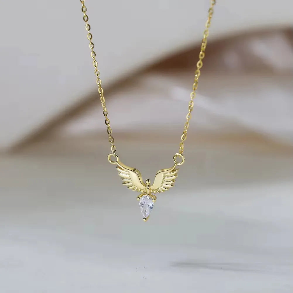 Silver eagle pendant necklace on O-ring chain with Korean style design