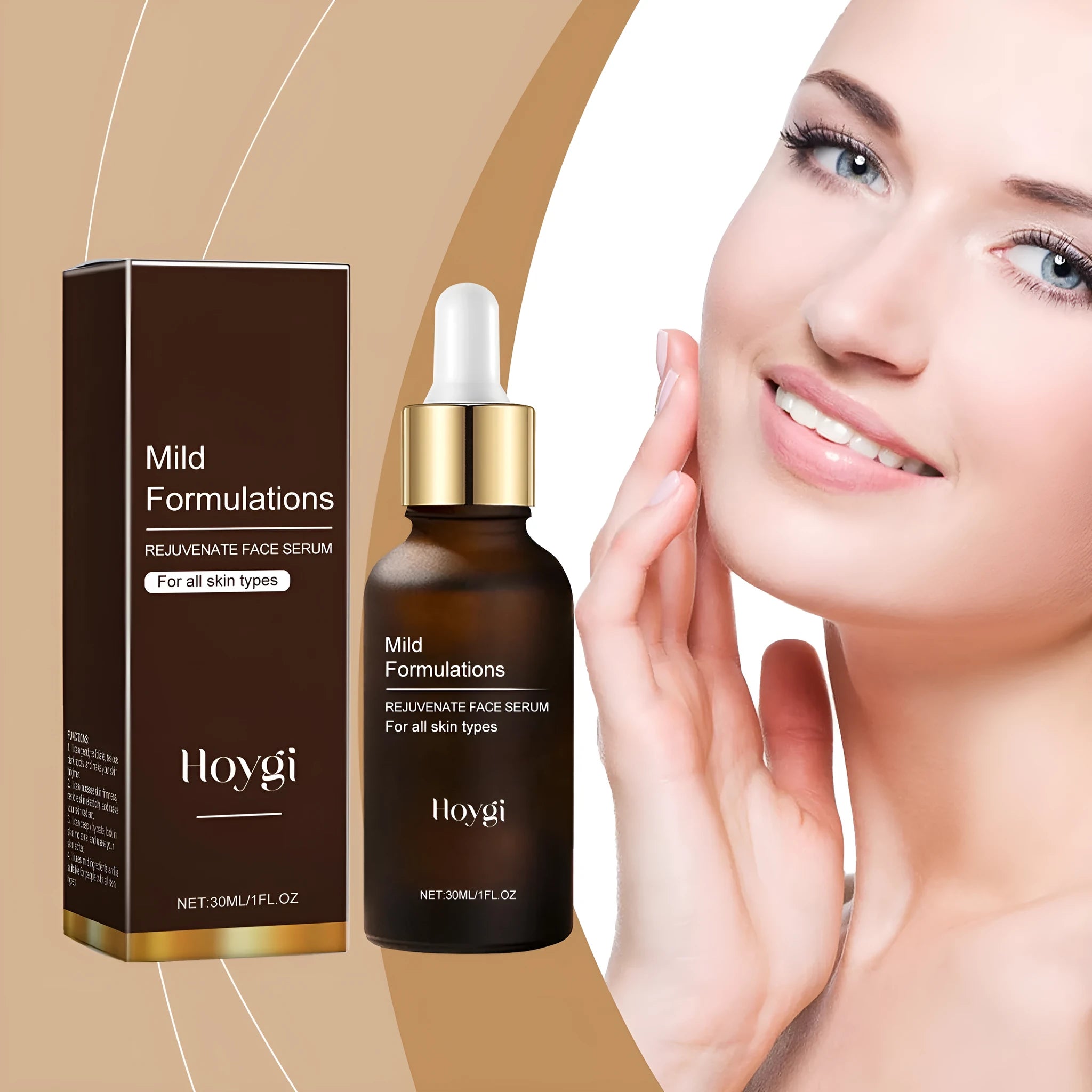30ml facial skin care essence bottle with hyaluronic acid, vitamin C, collagen and arbutin ingredients